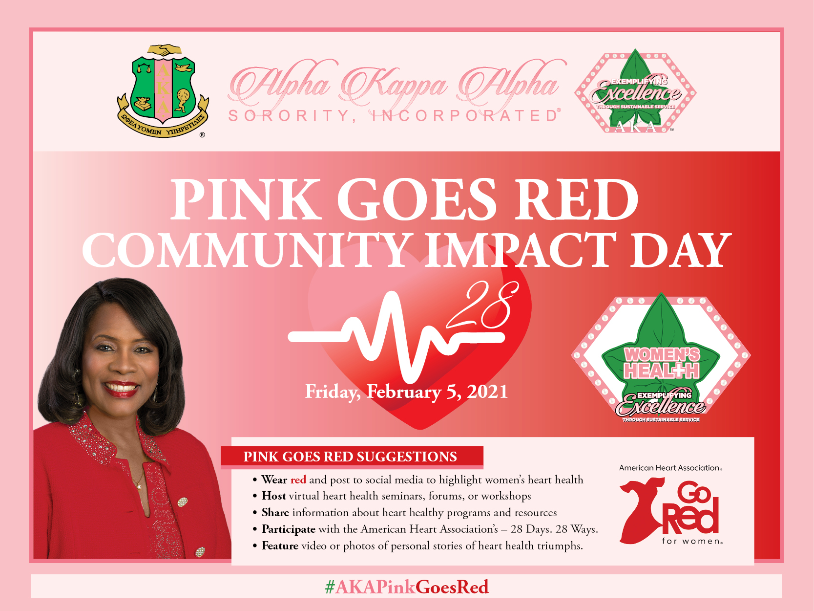 Pink Goes Red Community Impact Day Alpha Kappa Alpha Sorority